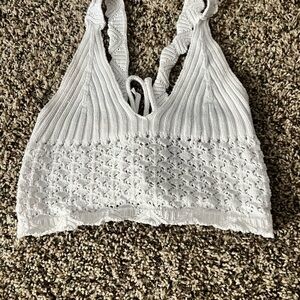 White Knit Crop Top